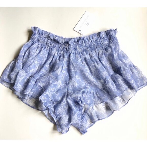 Caroline Constas Blue Ruffle Shorts - Picture 1 of 1